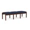 Lesro Lenox Wood 3 Seat Bench Wood Frame, Walnut, RF Blueberry Upholstery LW3001 - alternate 2
